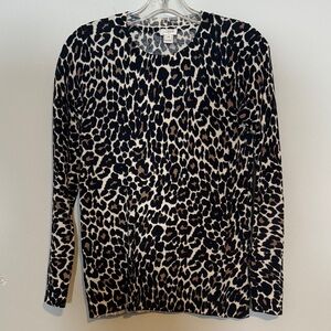 J. Crew Animal Print Crew Neck Sweater